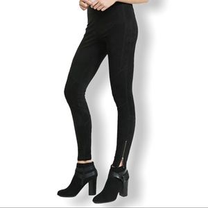 NEW Express Faux Suede Black Ankle Zip Leggings